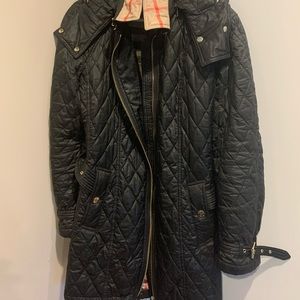 Burberry Black Belted Quilted Check Jacket XXL Coat-Worn but well taken care of.